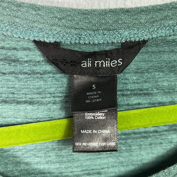 Ali Miles Heather Green 3/4 Sleeve Chiffon Hem Tunic Small - Picture 3 of 7